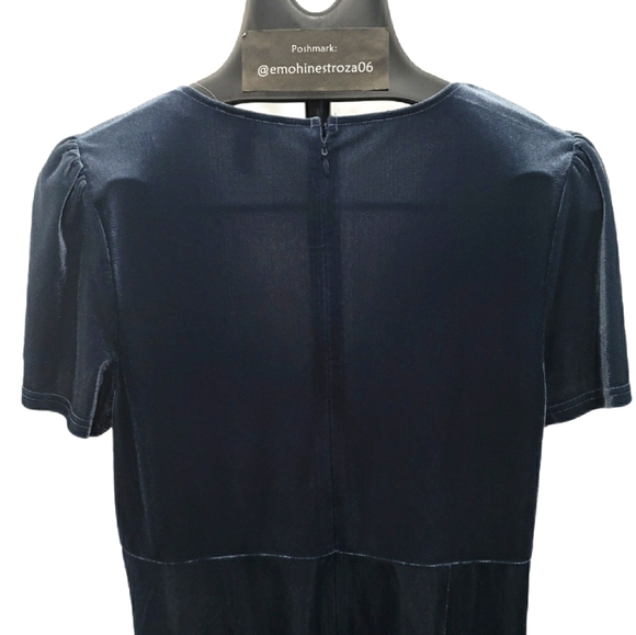 AQUA Dusty Blue Velvet Knot-Font Mini Dress - Picture 5 of 6